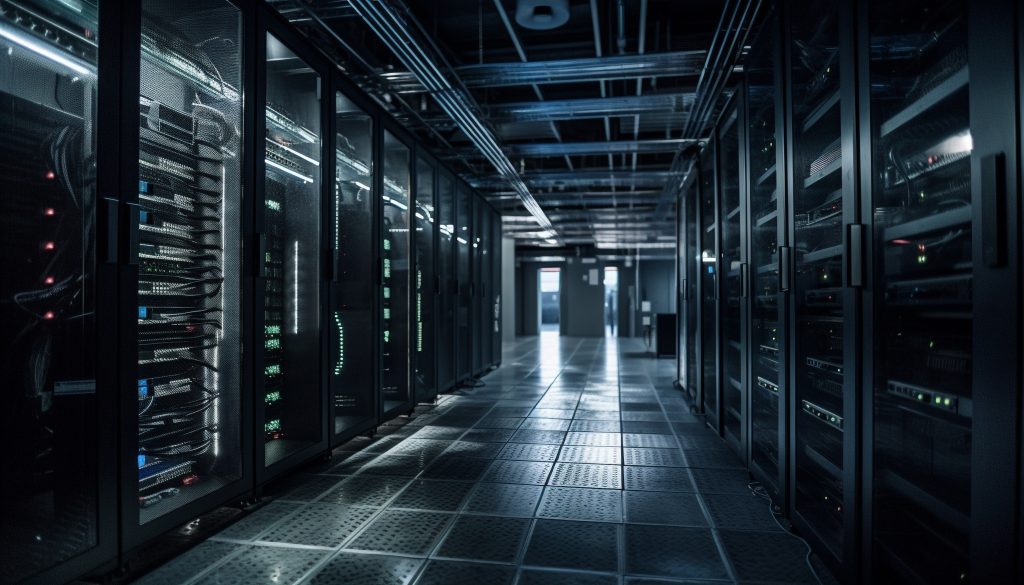 Servidores en un centro de datos de última generación para la futura gigafactoría de IA en España.